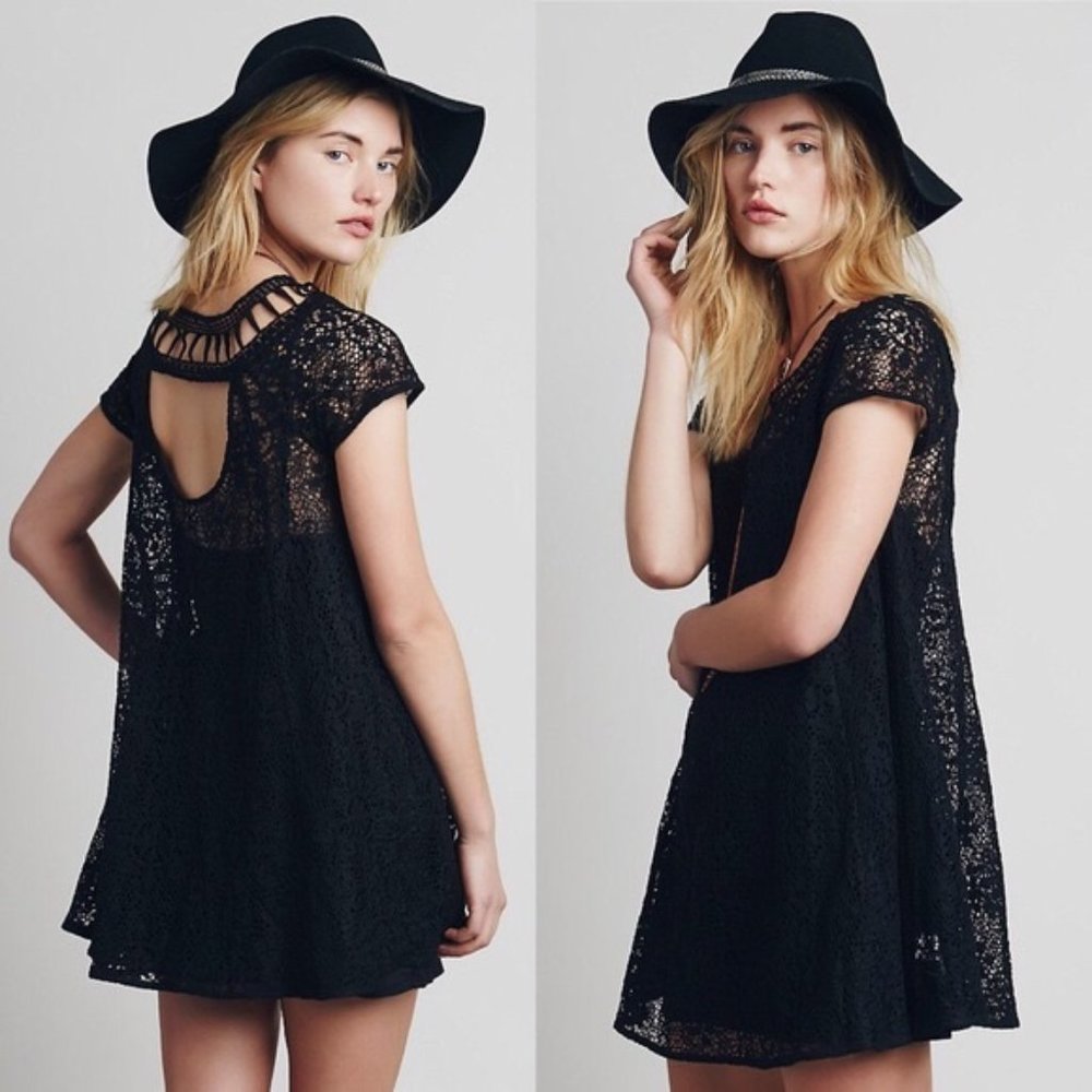 Free People RARE Holy Mountain Crochet Mini Dress Size Small EUC